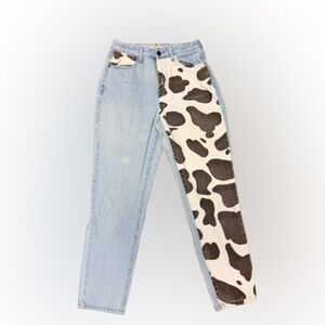 Fantastic Machine Cow Print Jeans Size 5 Color Block Straight Leg